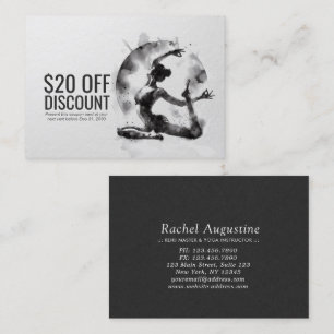 Watercolor Yoga Reiki One-Legged King Pigeon Pose Discount Card