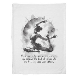 Watercolor Yoga Reiki One-Legged King Pigeon Pose Duvet Cover