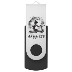 Watercolor Yoga Reiki One-Legged King Pigeon Pose Flash Drive