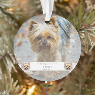 Watercolor Yorkie and Floral Wreath Memorial Ornament