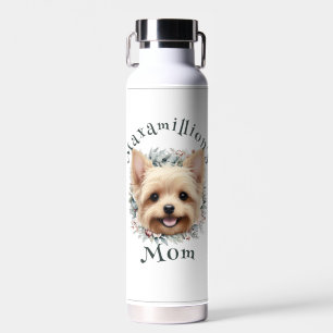 Watercolor Yorkie and Floral Wreath Water Bottle