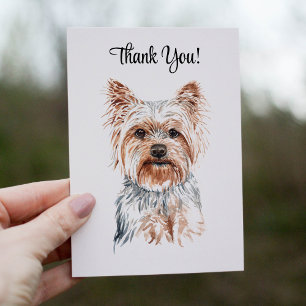 Watercolor Yorkie Letterpress Thank You Card