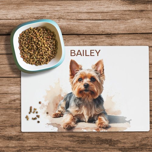 Watercolor Yorkshire Terrier Dog Food Mat