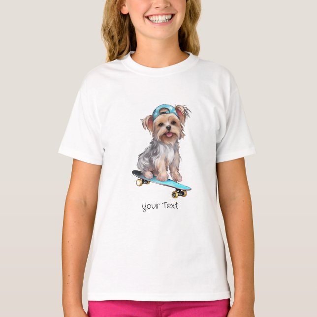 Watercolor Yorkshire Terrier Girl T-Shirt (Front)