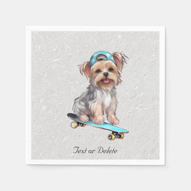 Watercolor Yorkshire Terrier Napkins (Front)