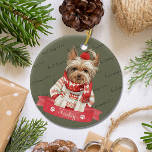 Watercolor Yorkshire Terrier Yorkie Custom Ceramic Ornament