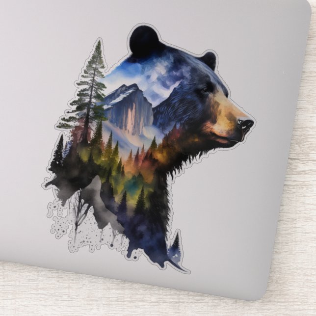 Watercolor Yosemite Black Bear Sticker (Detail)