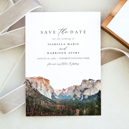 Watercolor Yosemite National Park Save the Date Invitation
