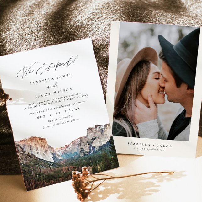 Watercolor Yosemite National Park We Eloped Invitation (Creator Uploaded)