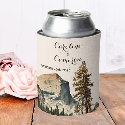 Watercolor Yosemite National Park Wedding Ca US Can Cooler