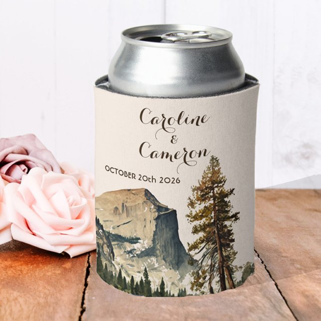 Watercolor Yosemite National Park Wedding Ca US Can Cooler (Creator Uploaded)