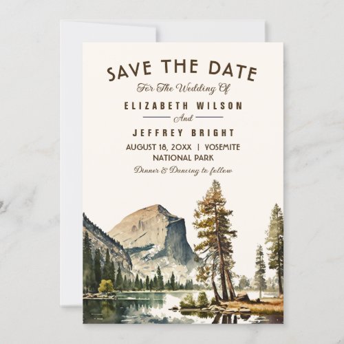  Watercolor Yosemite National Park Wedding Ca US I Invitation