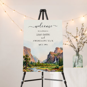 Watercolor Yosemite National Park Wedding Welcome Foam Board