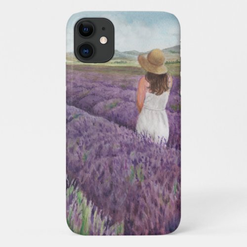 Watercolor Young Living Mona Utah Lavender Farm  iPhone 11 Case