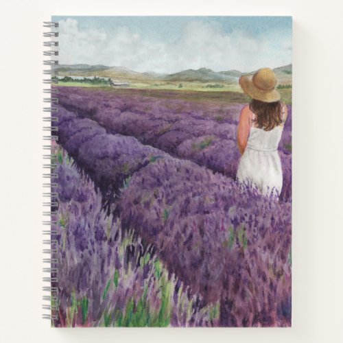Watercolor Young Living Mona Utah Lavender Farm  Notebook