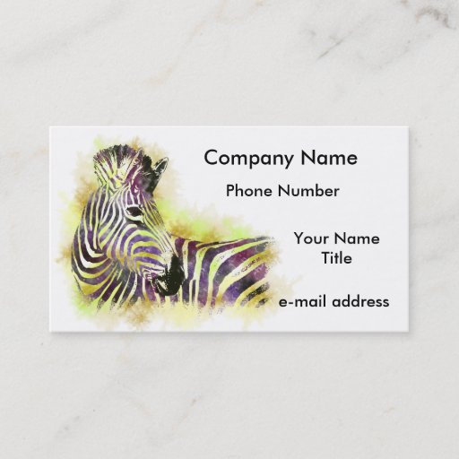 Customizable Watercolor Zeba Business Card