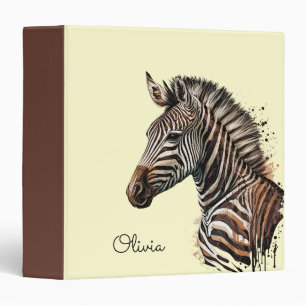 Watercolor zebra head decoration 3 ring binder