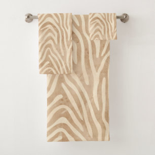 Watercolor Zebra Print Bath Towel Set