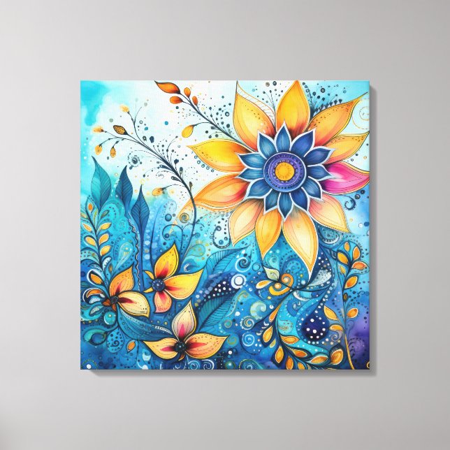 Watercolor Zen Doodle Canvas Art (Front)