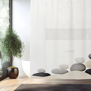 Watercolor Zen Stone Garden Japanese Style Shower Curtain