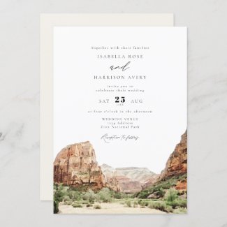 Watercolor Zion National Park Wedding Invitation