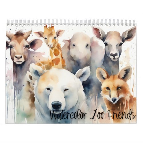 Watercolor Zoo Friends  Calendar