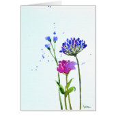 WatercolorBlue floral blank card 5"x7" (Front)