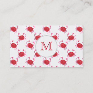 watercolorcute red crabs beach design business card