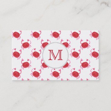 watercolorcute red crabs beach design business card