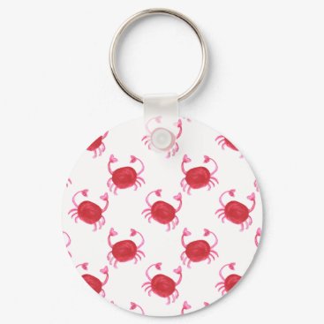 watercolorcute red crabs beach design keychain