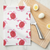 watercolorcute red crabs beach design kitchen towel (Quarter Fold)