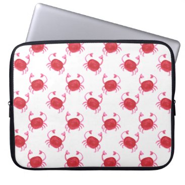 watercolorcute red crabs beach design laptop sleeve