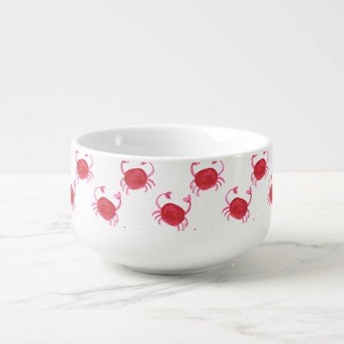 watercolorcute red crabs beach design soup mug