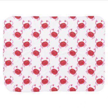watercolorcute red crabs beach design swaddle blanket