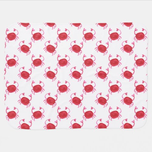 watercolorcute red crabs beach design swaddle blanket