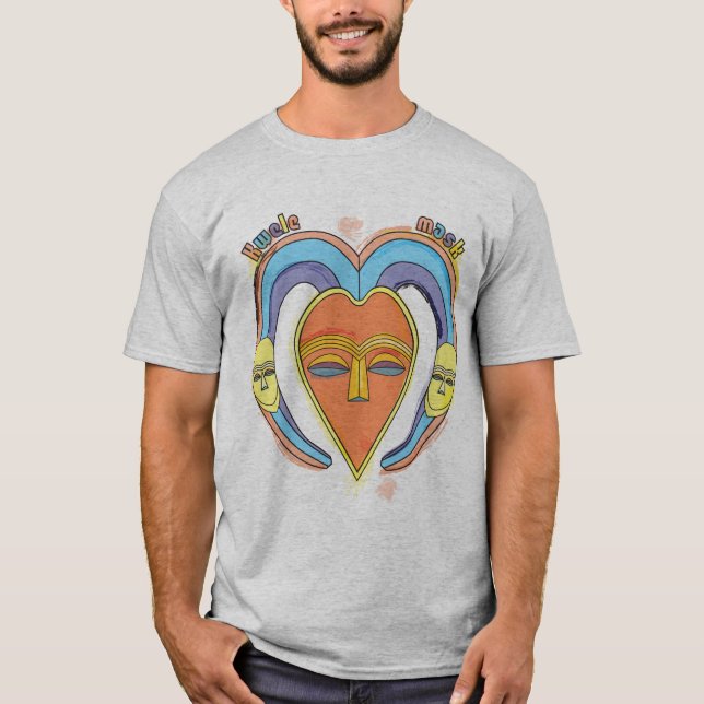 Watercolored African Kwele mask men's T-shirt (Front)