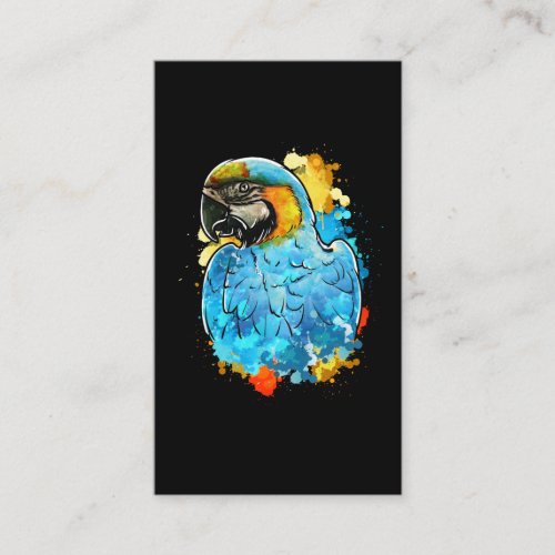 Watercolored Blue Macaw Parrot Bird Painting Business Card