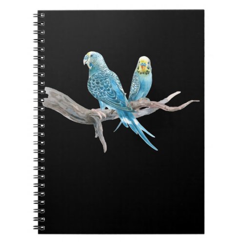 Watercolored Budgies Cute Parakeet Couple Notebook