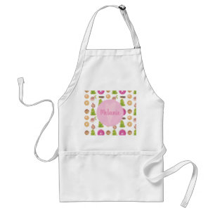 Watercolored Christmas Bakery Donuts Custom Name Adult Apron