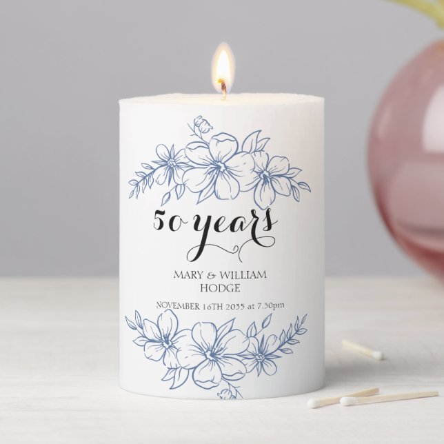 watercolored florals flowers pillar candle (In Situ)