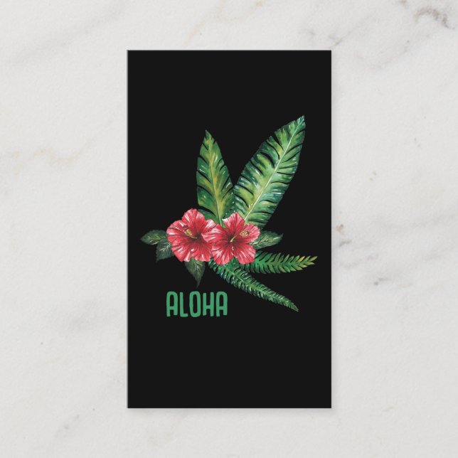 Watercolored Hawaiian Flower Hibiscus Aloha Business Card (Front)