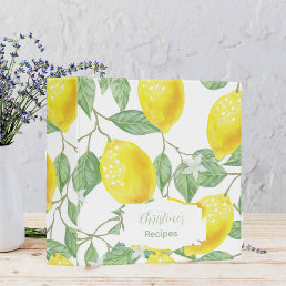 Watercolored lemons recipe cookbook binder