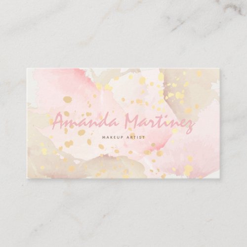 Watercolored Pink  Beige Business Card