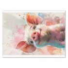 Watercolored Pinky Pig Decoupage