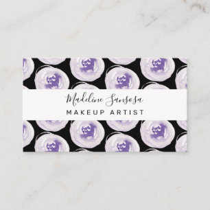 Watercolored Poppies Purple Makeup Artist  Business Card