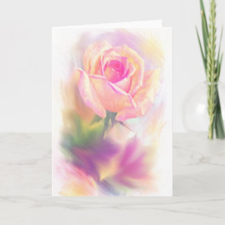 Watercolored Rose On Canvas Greeting Cards