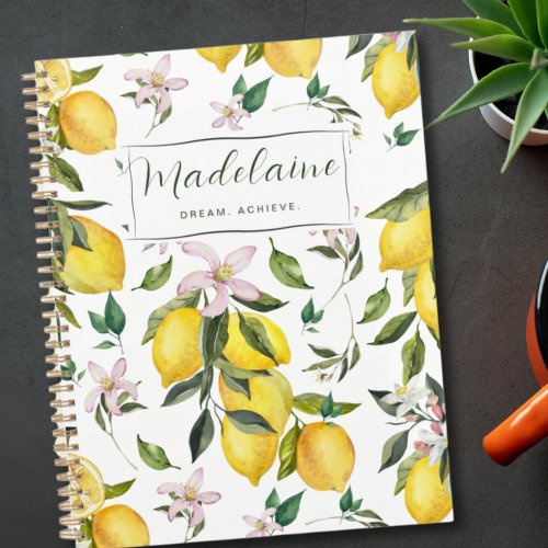 Watercolored Vintage Lemon and Greenery Planner