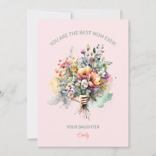 WatercolorFlowers Bouquet For Mom Invitation