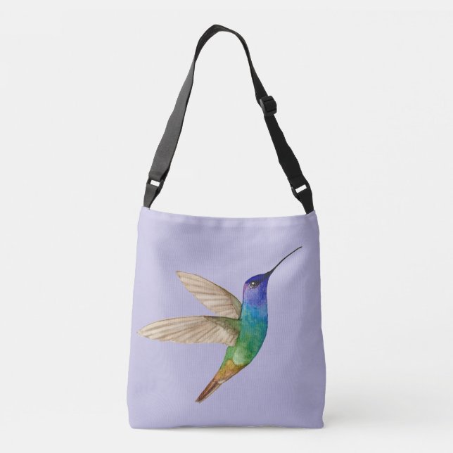 WatercolorGolden-tailed Sapphire Hummingbird Crossbody Bag (Back)