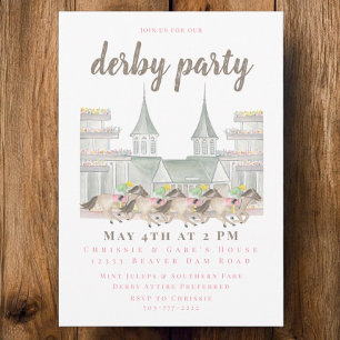 WatercolorJockeys Iconic Twin Spires Derby Party Invitation